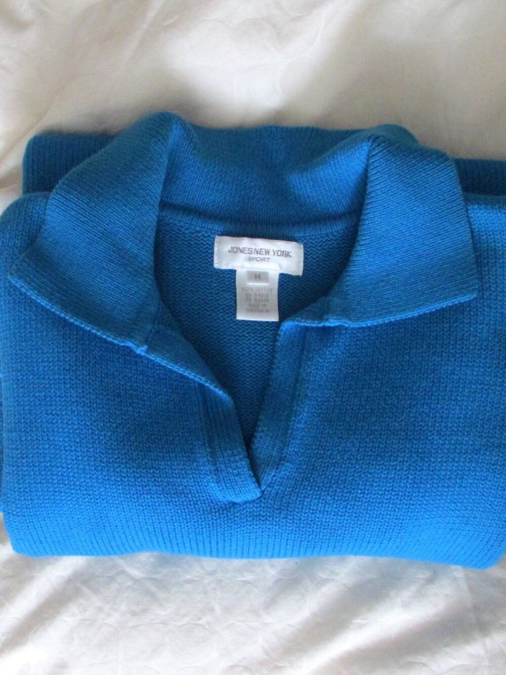 100% Cotton Cerulean Blue Collar Pullover Sweater